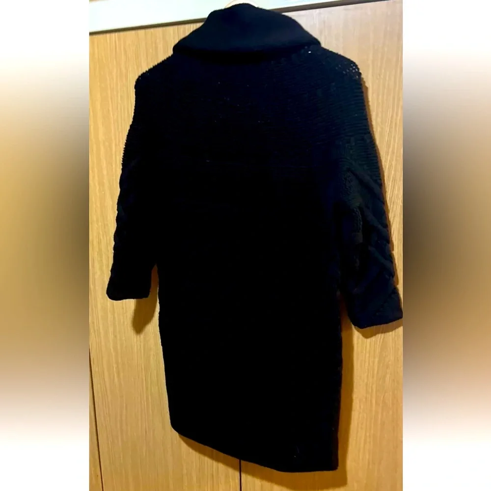 Theory Cardigan Women 2 Cotton Wool Cashmere Blend Black  Scarf Attach - Picture 4 of 15